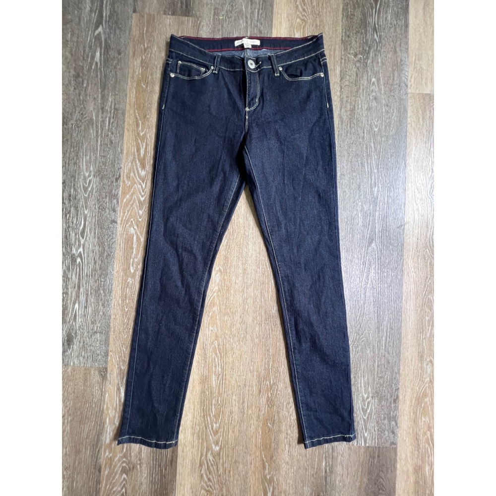 Red Blue Denim Skinny Jeans Womens 9/10 Dark Wash Low Rise Contrast Stitching